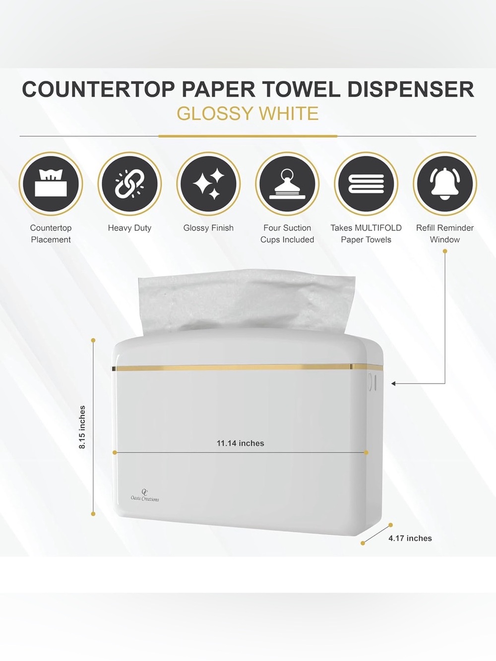 Glossy White Countertop Paper Towel Dispenser